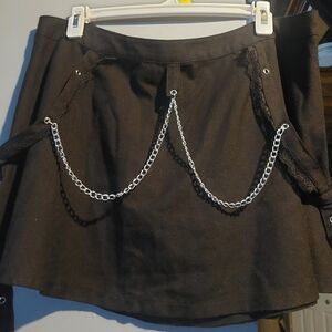 Royal Bones Black Suspender Chain Skirt